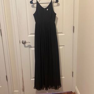 Black V neck maxi chiffon gown
